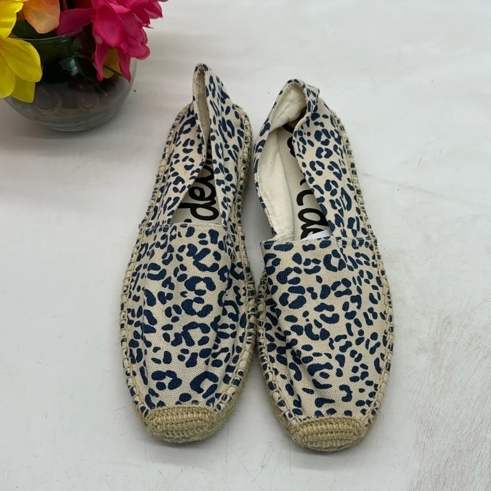 Sam Edelman NWOT Blue White Animal Print Espadrille Size 10.5 ESP5052